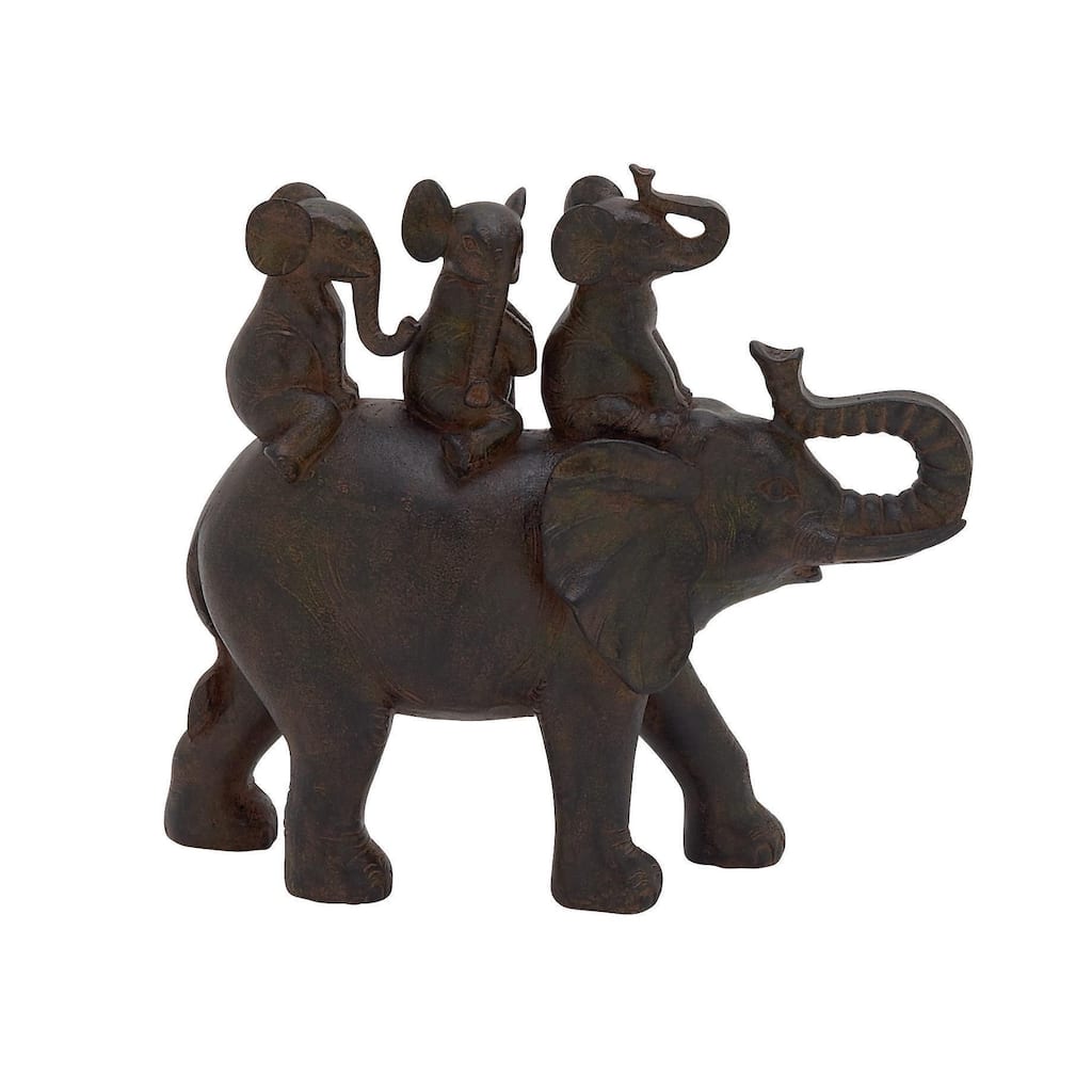 Brown Polyresin Elephant Decorative Sculpture