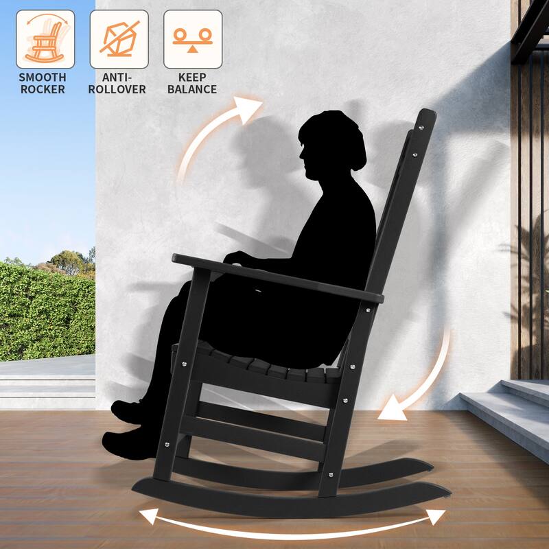 Vrakae All Weather Outdoor High Back Rocking Chair