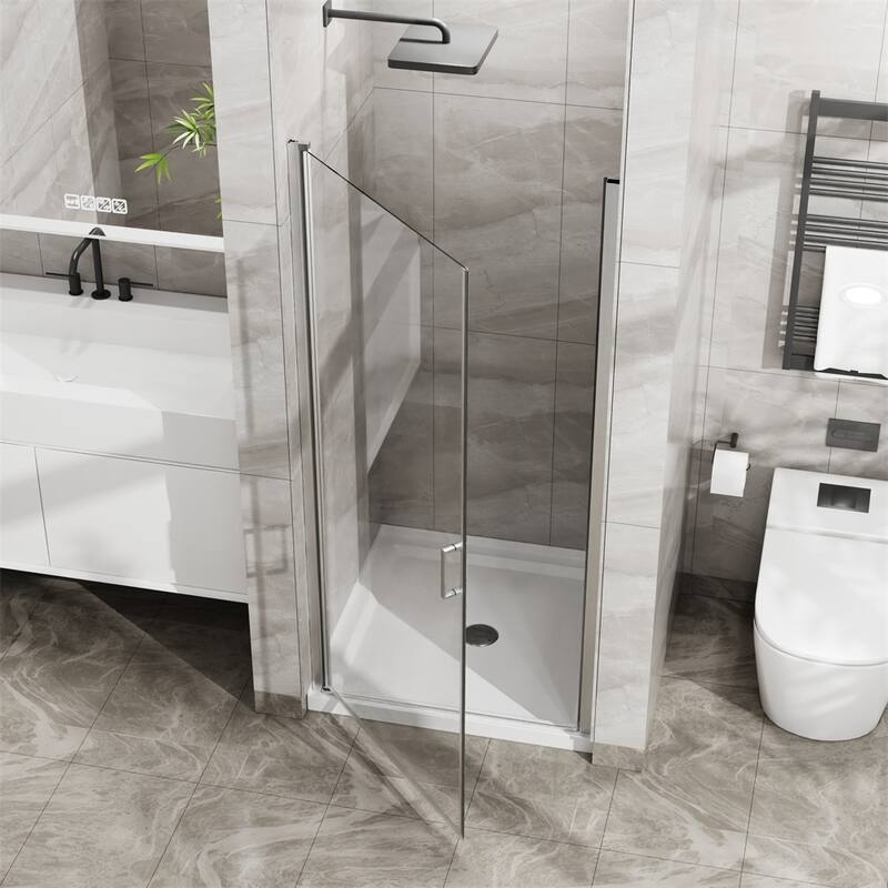 34"x72" Pivot Shower Door,1/4 " Thick Tempered Glass Swing Shower Door