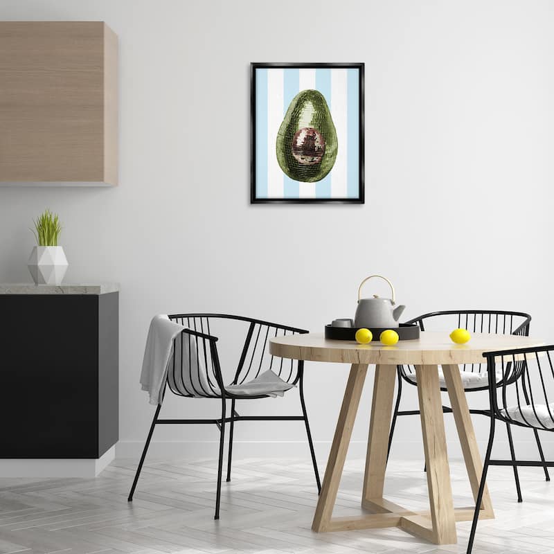 Stupell Disco Avocado on Blue Framed Floater Canvas Wall Art Design By Lil' Rue