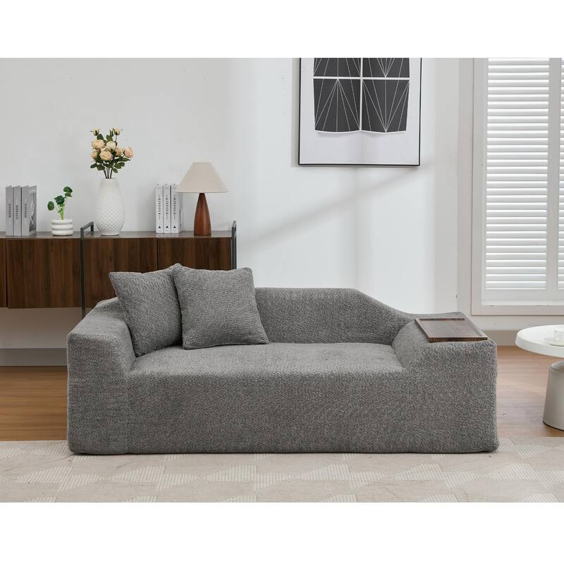 5-Seat Boucle Cloud Sofa Set (3+2) with End Tables & 4 Pillows