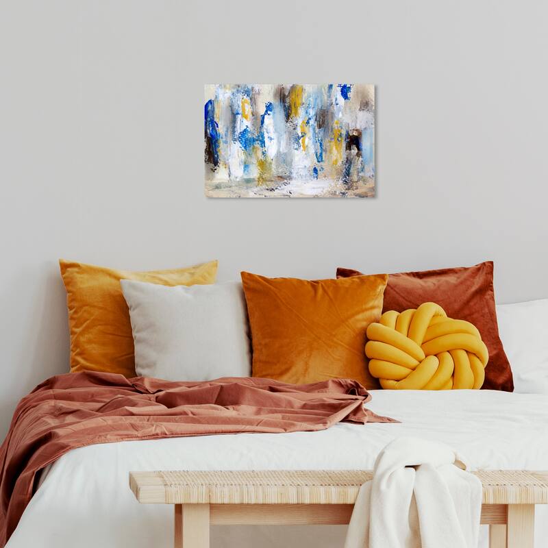 Wynwood Studio Canvas Abstract Rain at the Beach Blue and Modern & Contemporary Wall Art Canvas Print - 16 x 24
