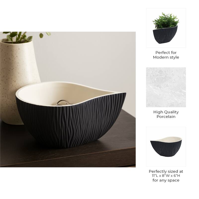 Teardrop Textured Decorative Bowl for Home Decor - Black and White