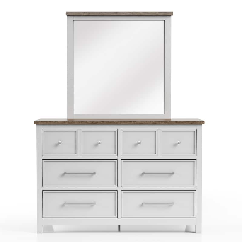 Furniture of America Althea Modern Farmhouse 2-piece Solid Wood 6-Drawer Dresser and Mirror Set