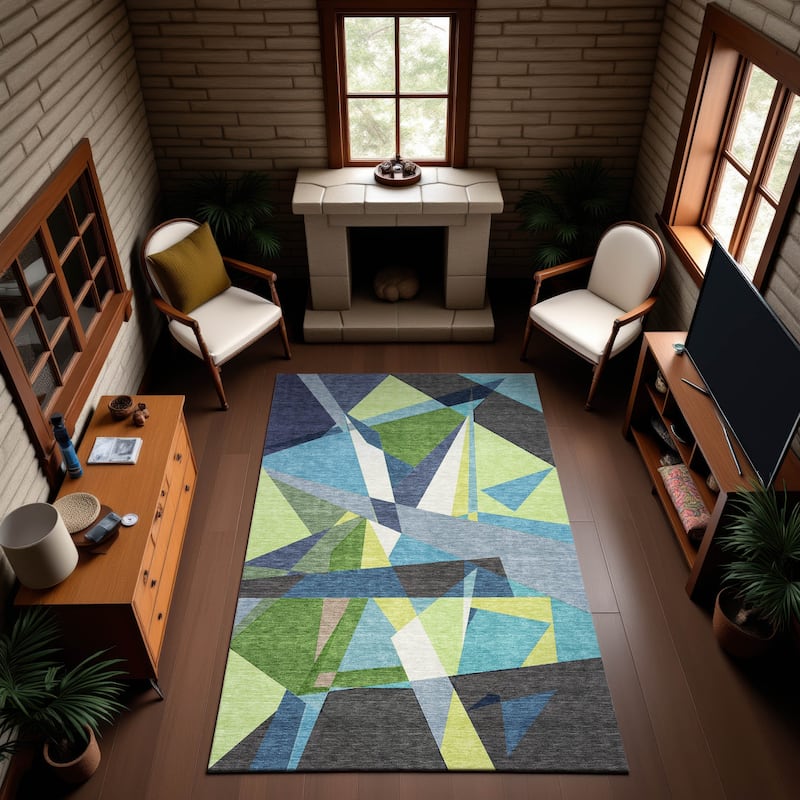 Premium Washable Super Soft Abstract Mosaic Mayfield Rug - Blue - 8' x 10'