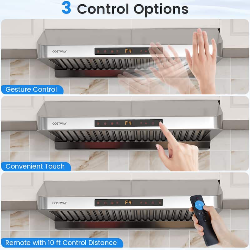 Gymax 30 Inch 900 CFM Under Cabinet Range Hood w/Oil Collector 4 Fan