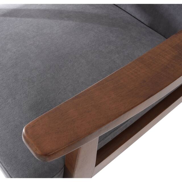 Zenvida Mid Century Modern Accent Armchair Solid Hardwood Upholstered