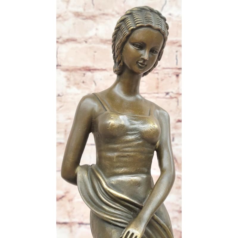 Young Girl Sitting On A Tree Near A Pond - Bronze Sculpture Original Art By Milo