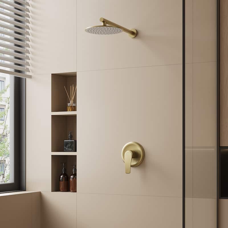 1-Spray Patterns with 9 in. Wall Mount Rain Fixed Shower Head with Valve