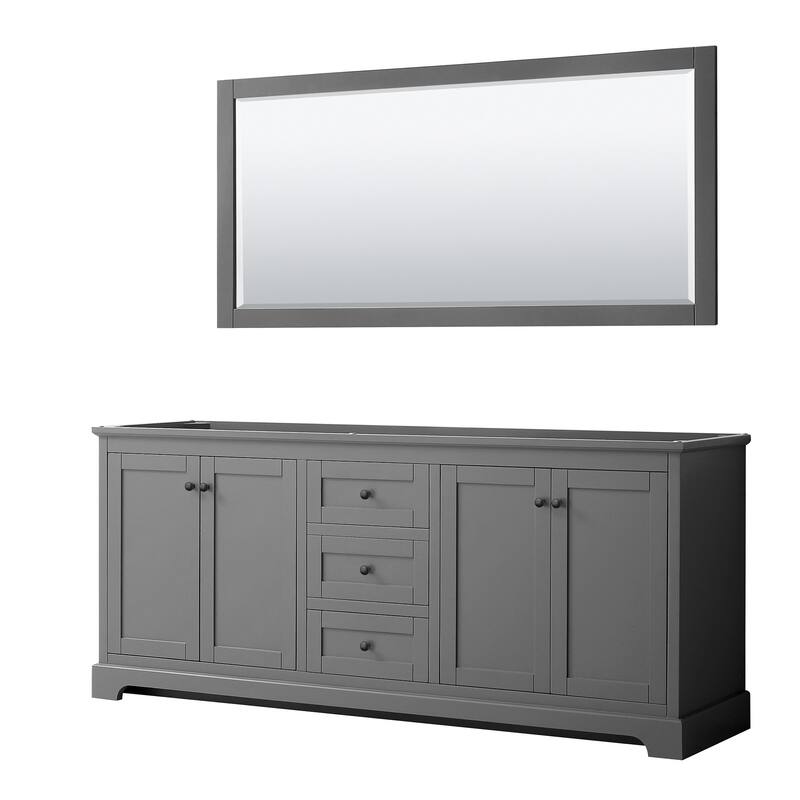 Wyndham Collection Avery 80" Double Free Standing Vanity Cabinet - - Dark Gray / Matte Black Hardware