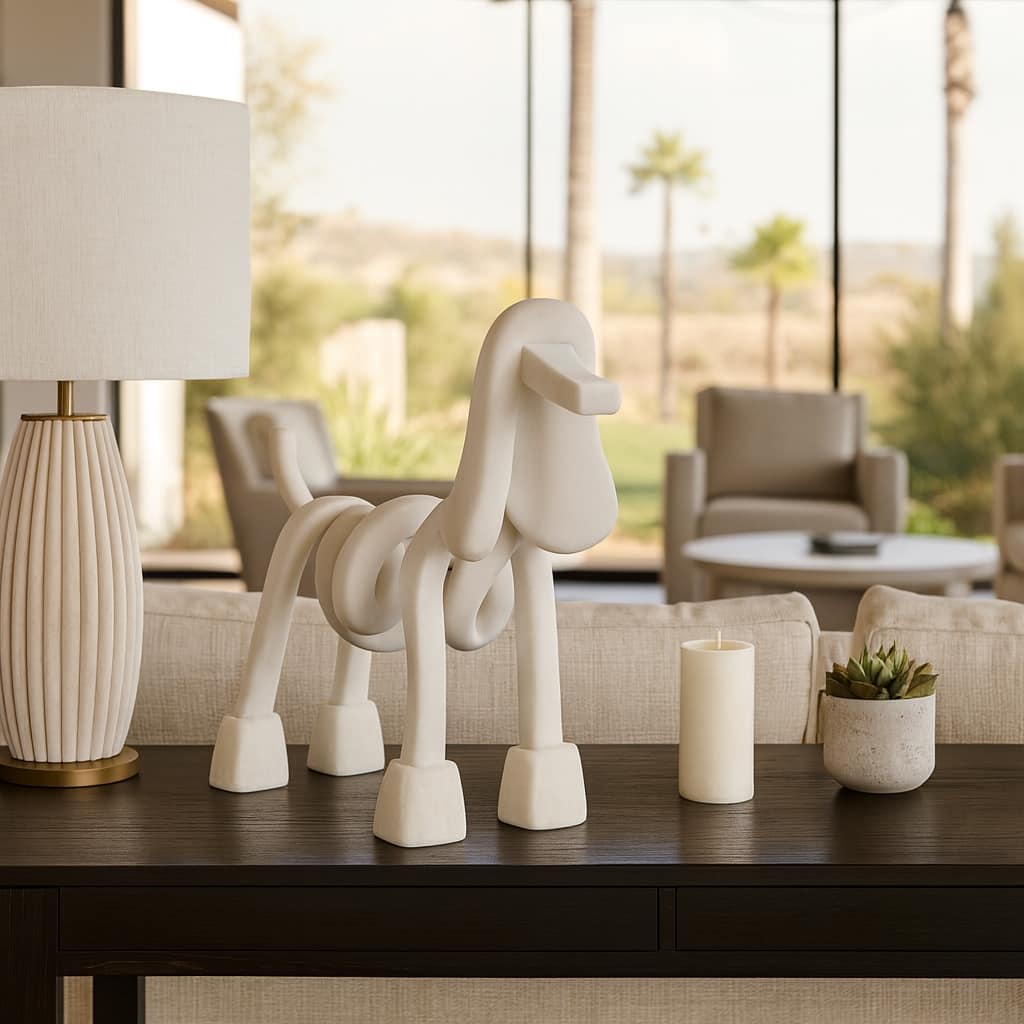 Resin Dog Sculpture Modern Decorative Figurine Accent - 20" White - 20" x 6" x 20"