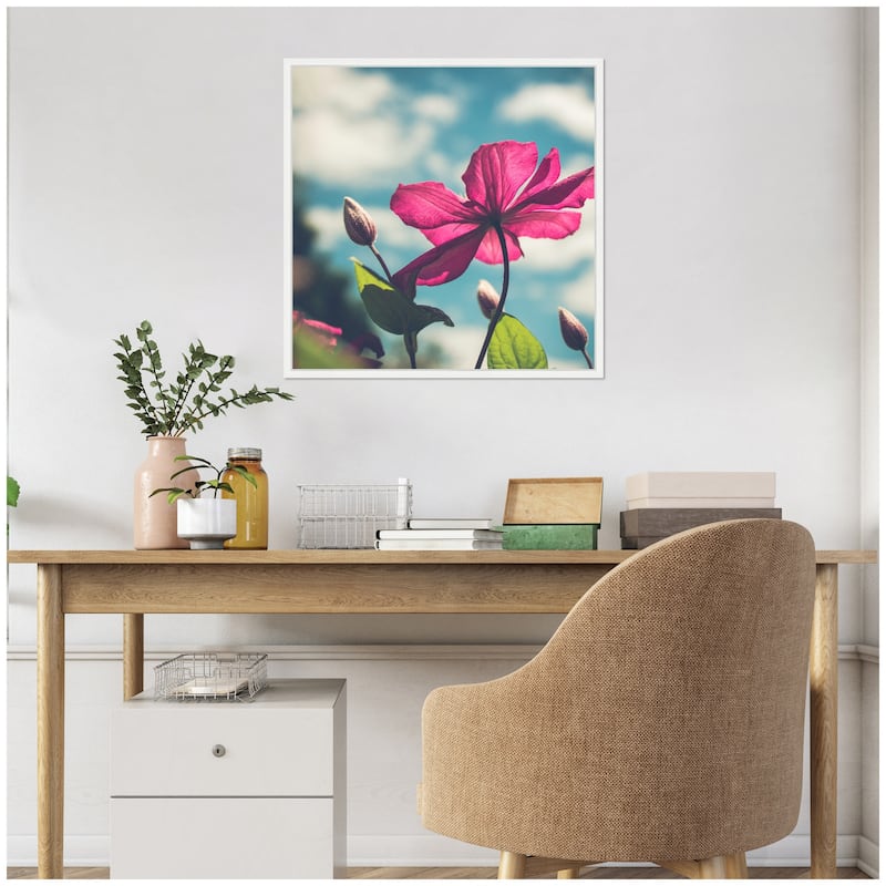 Kate and Laurel Sylvie Flower in the Sky Framed Canvas by Stephanie Klatt