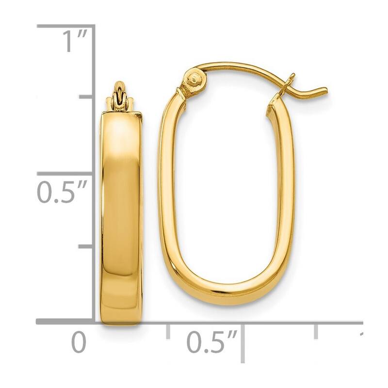 Curata 10k Yellow Gold Polished 18x3mm Flat Oval Hoop Earrings