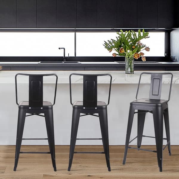 24 inch counter height High Back Metal StoolSet of 4 Bed Bath