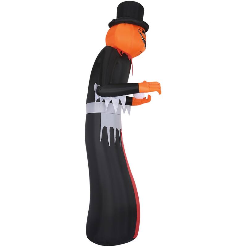 Haunted Hill Farm 12-Ft. Tall Pre-lit Inflatable Jack-O-Lantern Man with Top Hat and Skull