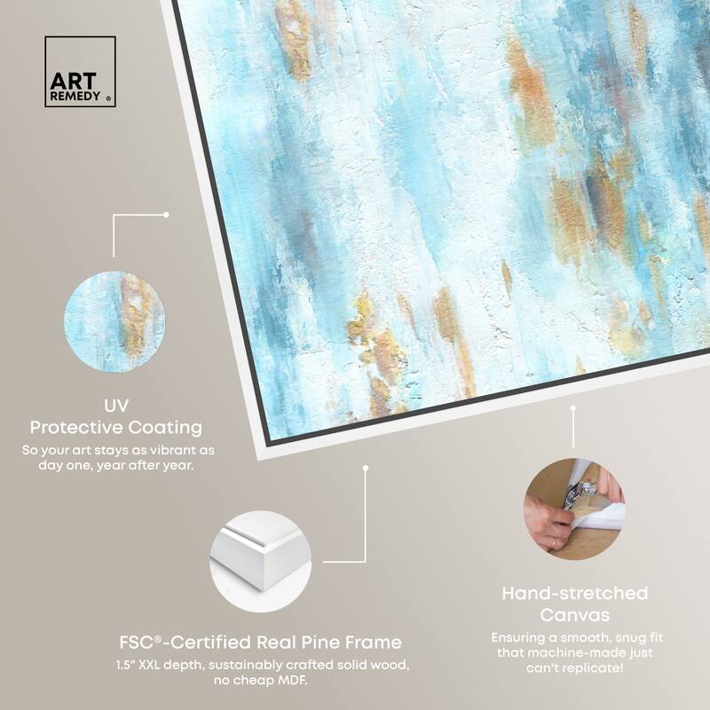 Art Remedy Textured Shades Framed Blue Abstract 1 Piece Canvas Wall Art