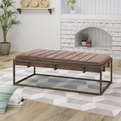​Luxury Upholstered Bench - Suede Seat & Gold Legs