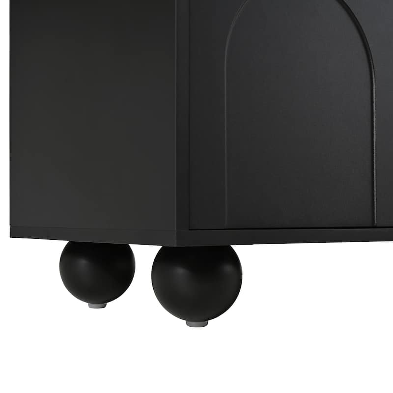 69.60" TV Stand with Storage, Wide Top Media Console Table w/ Wood Legs, Modern Entertainment Center for TVs up to 75"