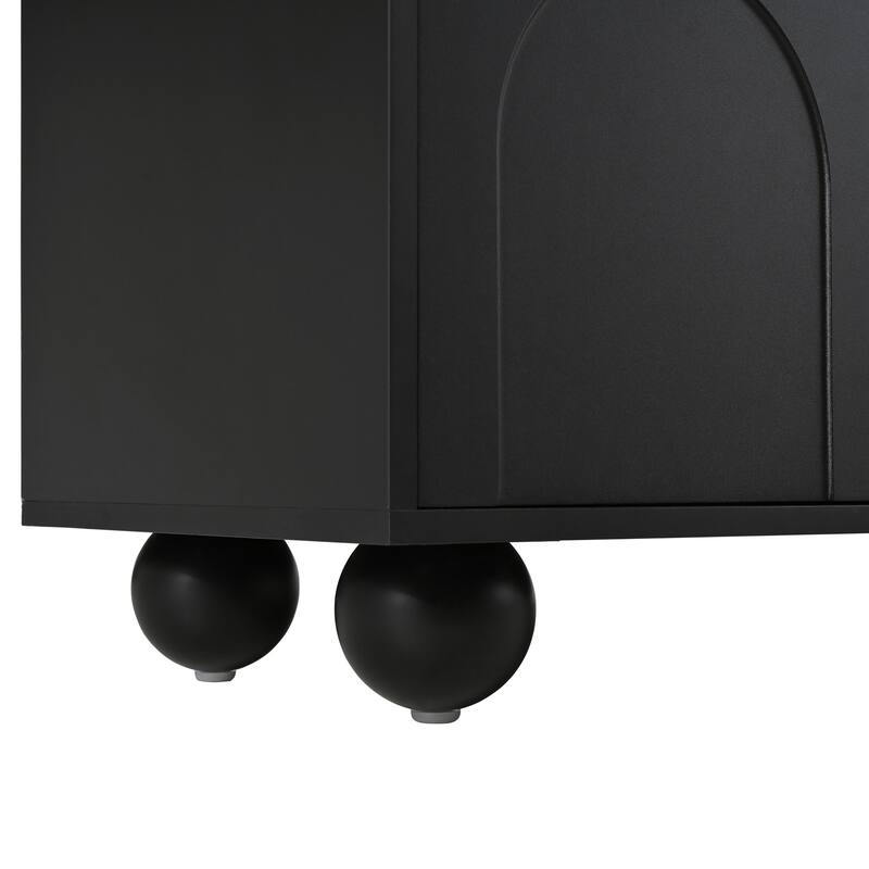 Modern TV Stand Media Storgae Cabinet with Arched Doors, TV Console Table Entertainment Center for TVs up to 75"