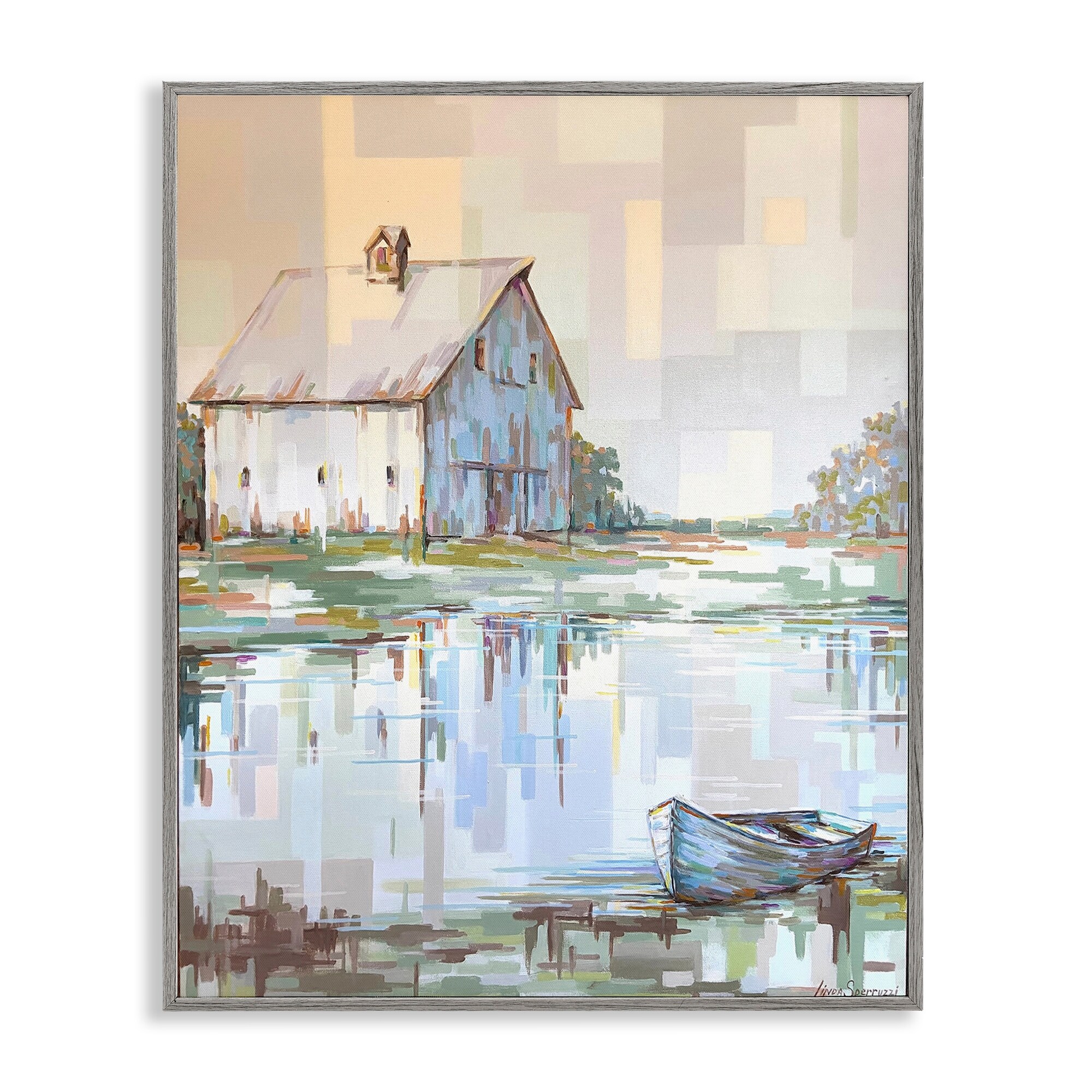 Stupell White Barn Reflections Landscape Framed Giclee Art Design By Linda Sperruzzi