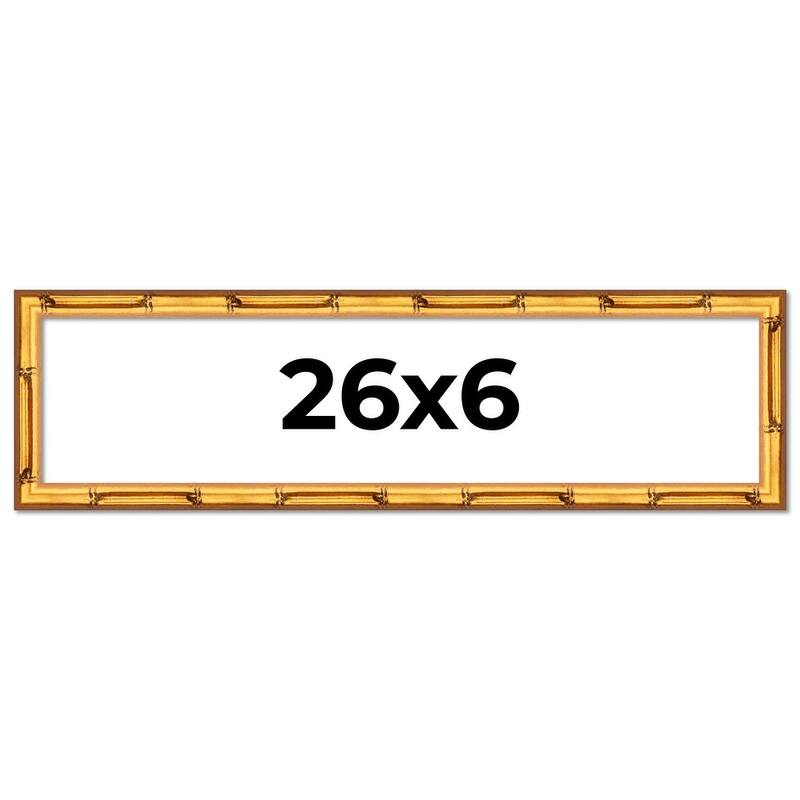26x6 Frame Gold Bamboo Picture Frame Modern Photo Frame Includes UV Acrylic Shatter Guard Front Acid Free Foam Backing Board