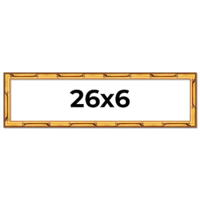 26x6 Frame Gold Bamboo Solid Wood Picture Frame | 1 Inch Moulding