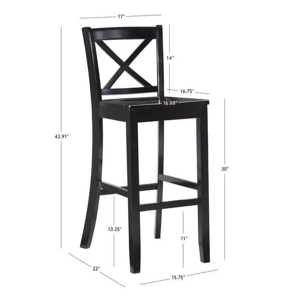 dimension image slide 0 of 2, Linon Copper Grove Frunza Wooden 30-inch X-back Bar Stool
