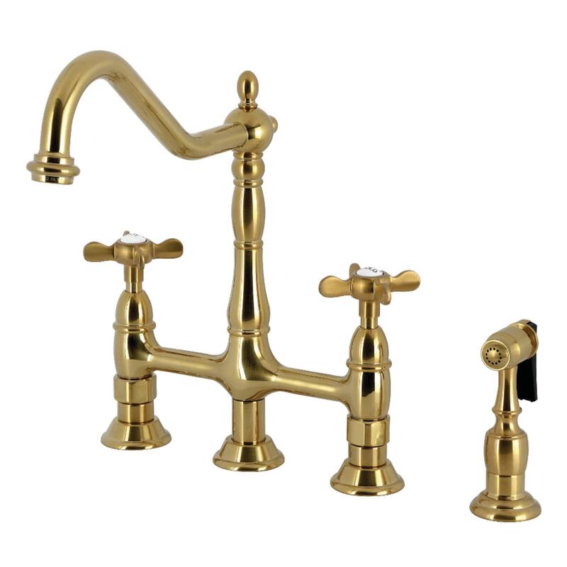Kingston Brass Essex Bridge Kitchen Faucet with Brass Sprayer