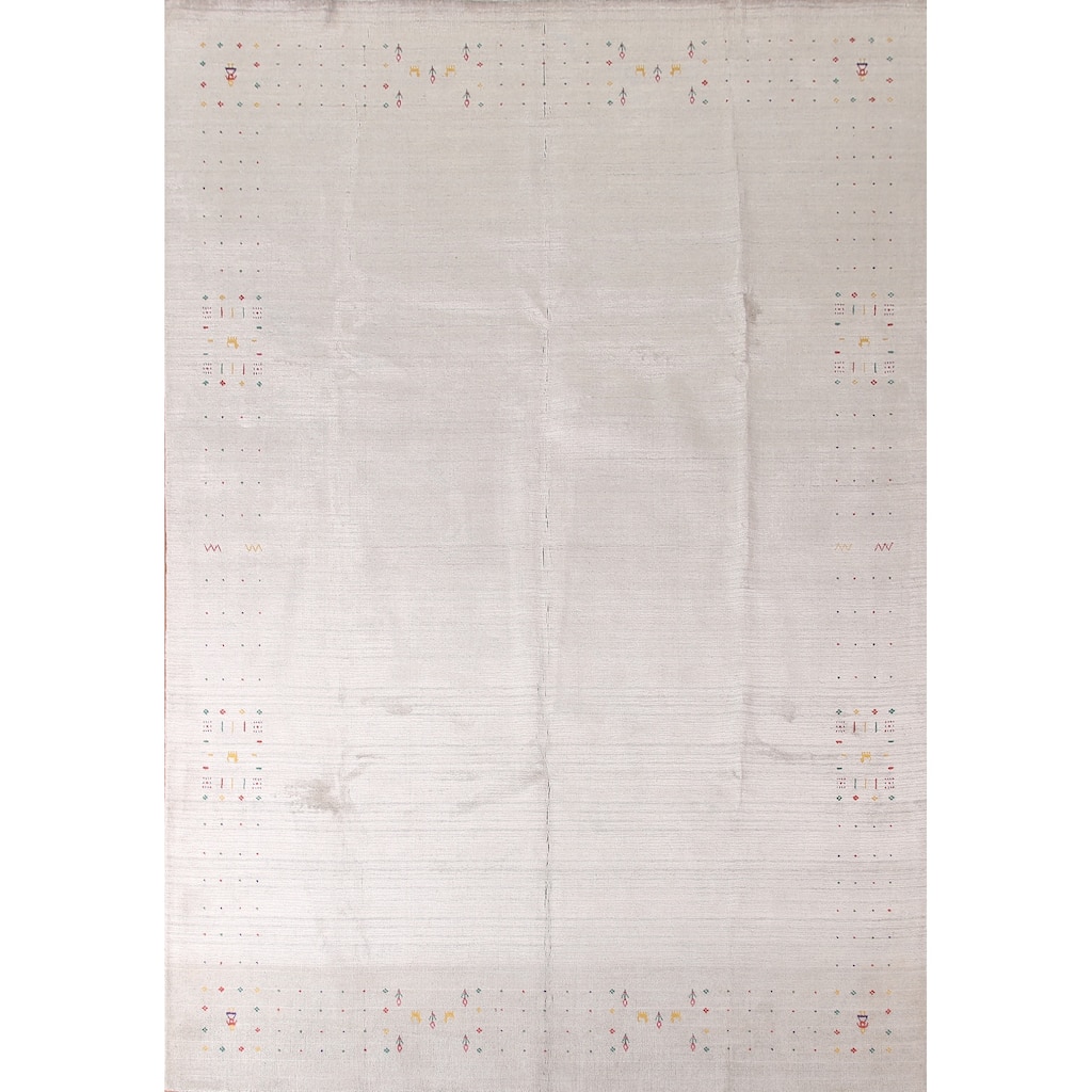 Gabbeh Oriental Area Rug Handmade Silk Carpet - 8'10"x 11'8"