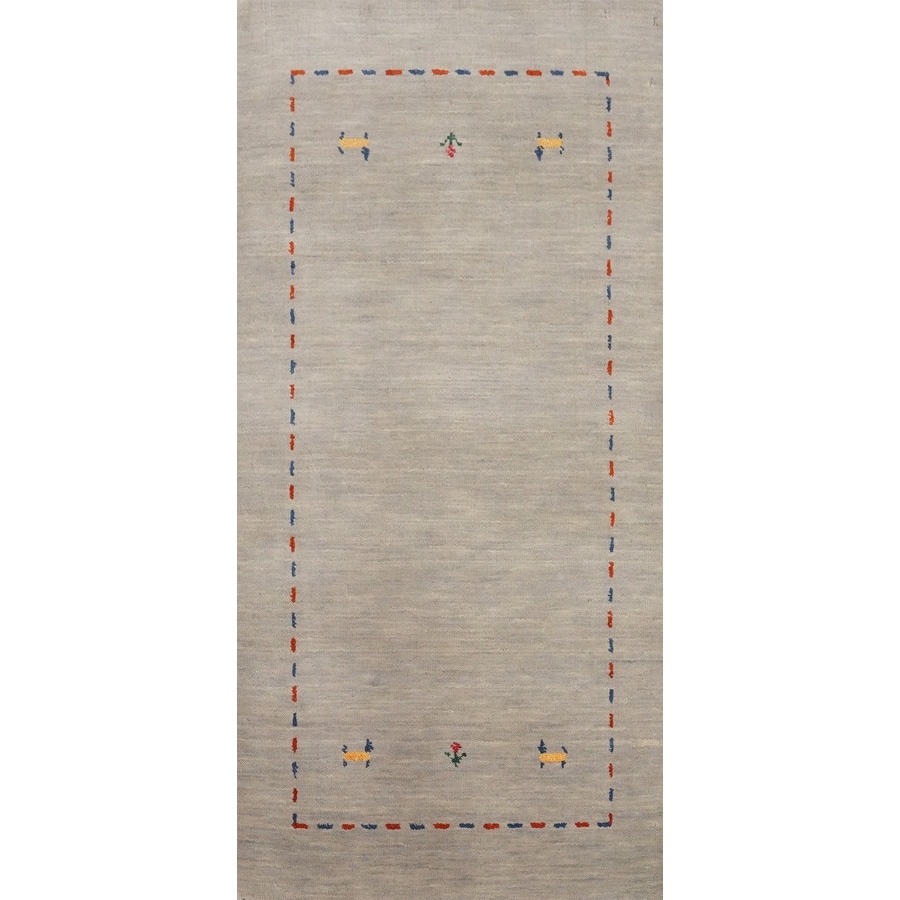 Hand Knotted Oriental 100% Wool Carpet Tribal Animal Pictorial Greys & Charcoal Gabbeh Area Rug - 4' 0'' X 2' 0''