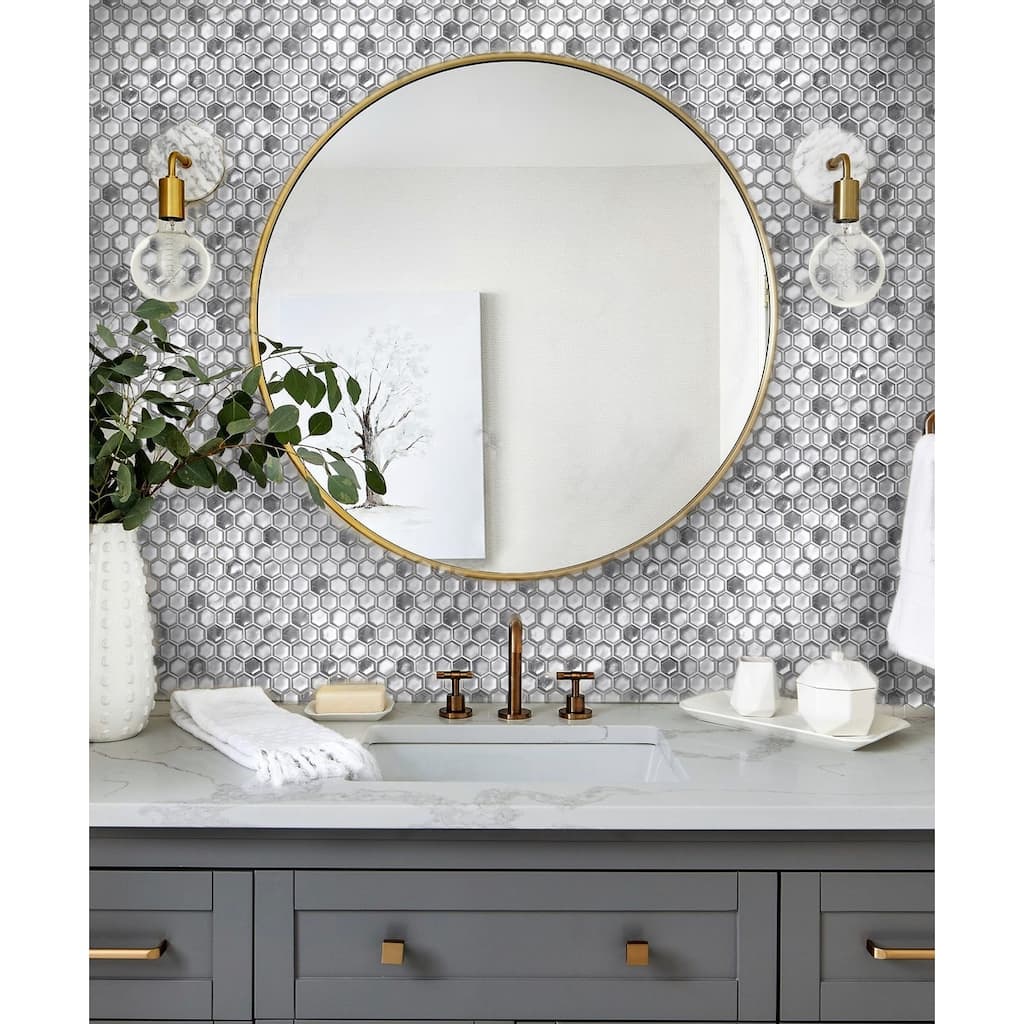 Apollo tile 11" x 11" Majeste Glossy Matte Silver Glass Tile (8.63 sq ft/case) - 10 Pack