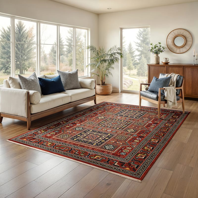 Style Haven Leander Nomadic Medallion Fringed Wool Blend Area Rug