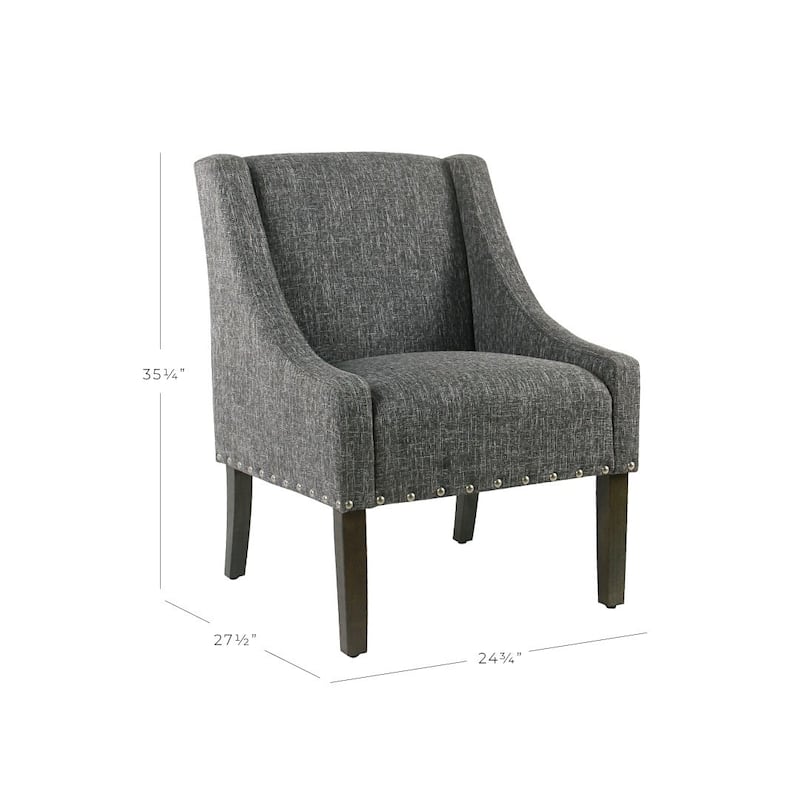 HomePop Modern Swoop Slate Grey Accent Chair with Nailhead Trim