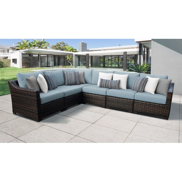 Kathy Ireland River Brook Wicker 6-piece Patio Sectional Set - Bed