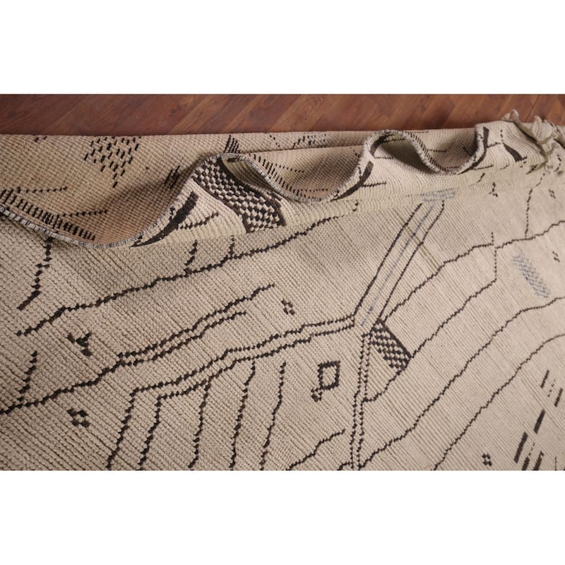 Ivory Moroccan Area Rug Handmade Abstract Wool Carpet - 6'11"x 10'4"