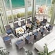 preview thumbnail 2 of 52, Kullavik Outdoor Dining Set, Rattan Patio Furniture Dining Table & Chairs 15Pcs NavyBlue