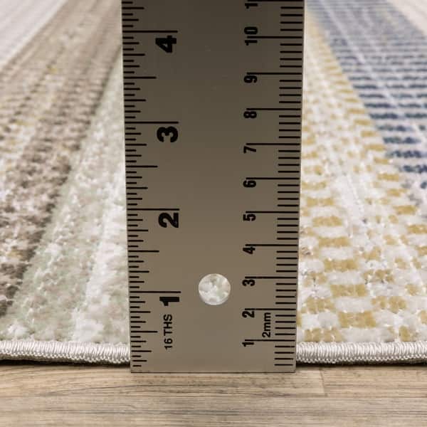 Cavett Textural Geometric Striped Ivory/ Multi Area Rug
