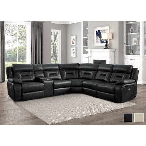 Matteo 6-Piece Faux Leather Modular Power Reclining Sectional Sofa