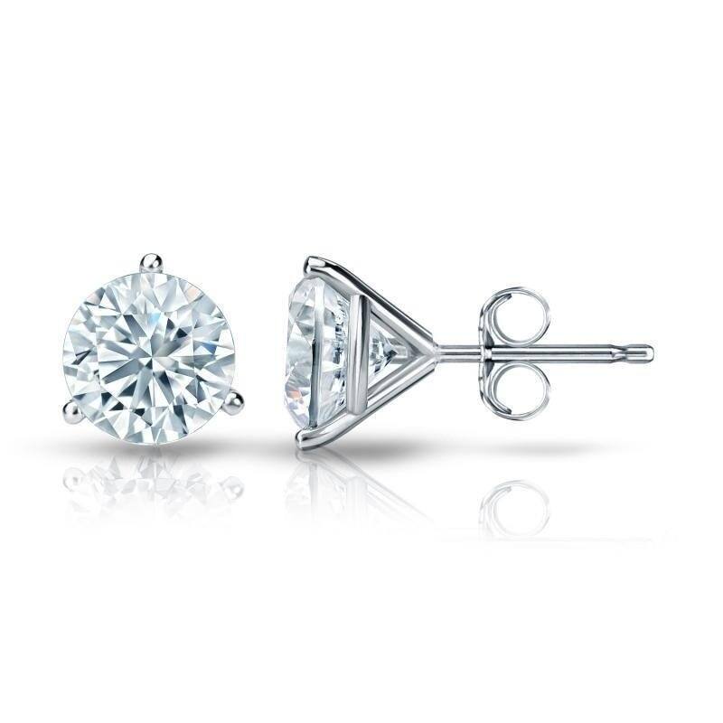 Auriya 2 1/4ctw 3 Prong Martini Set Round Diamond Stud Earrings 18kt Gold Certified