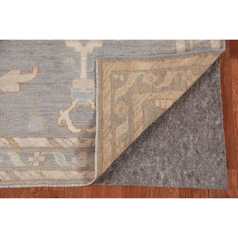 Hand Knotted Oriental 100% Wool Carpet Transitional Floral Greys & Charcoal Oushak Runner Rug - 11' 7'' X 2' 11''