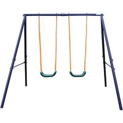 Heavy-Duty A-Frame Metal Swing Set for Kids and Toddlers - Sturdy