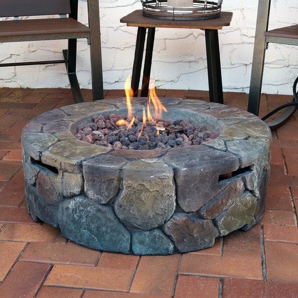 Shop Sunnydaze Cast Stone Outdoor Propane Gas Fire Pit With Lava