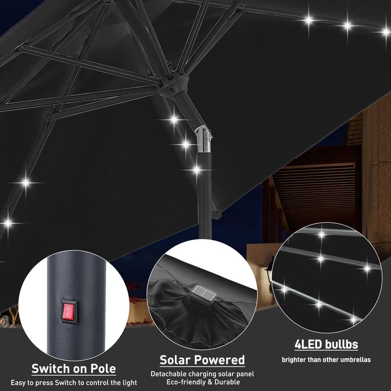Autlaycil 10FT Solar Power LED Lights Patio Umbrella