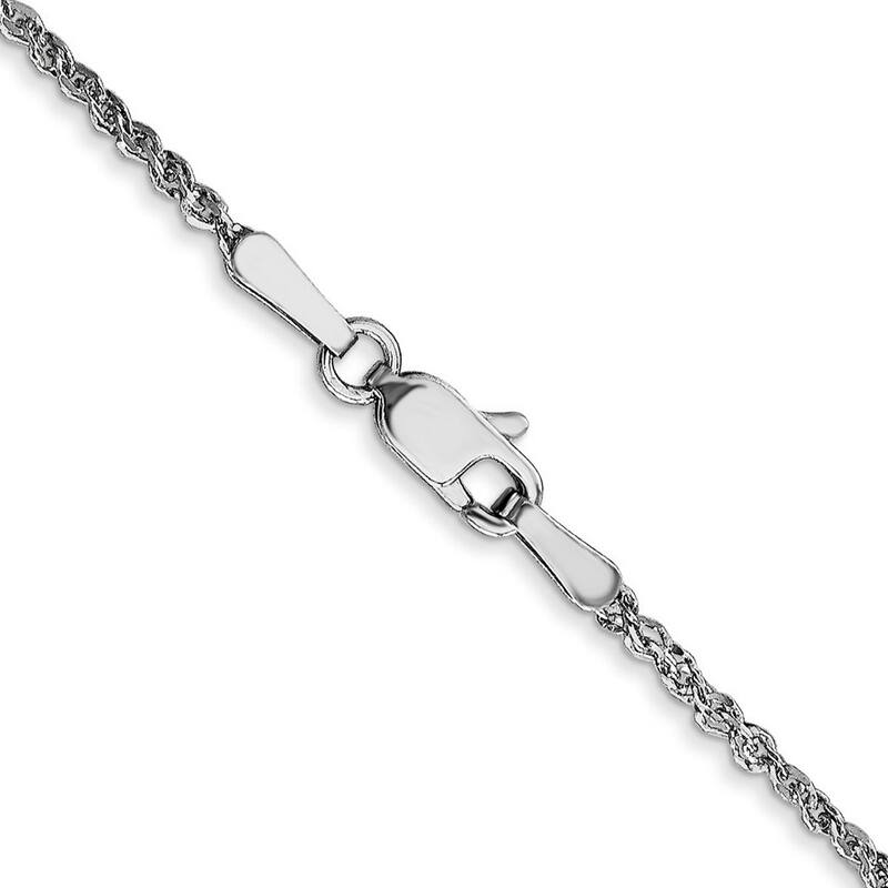 Curata 14k White Gold Solid 9" 1.7mm Ropa Ankle Bracelet