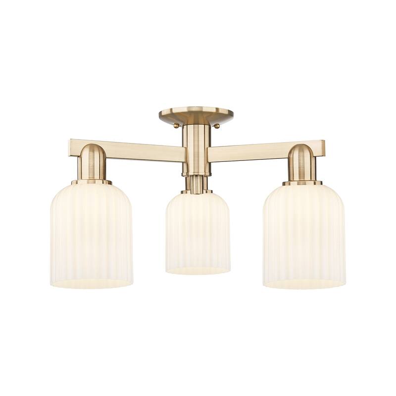 Innovations Lighting 716-3F-11-23 Bridal Veil Semi-Flush Bridal Veil 3 - Champagne Bronze / Gloss White