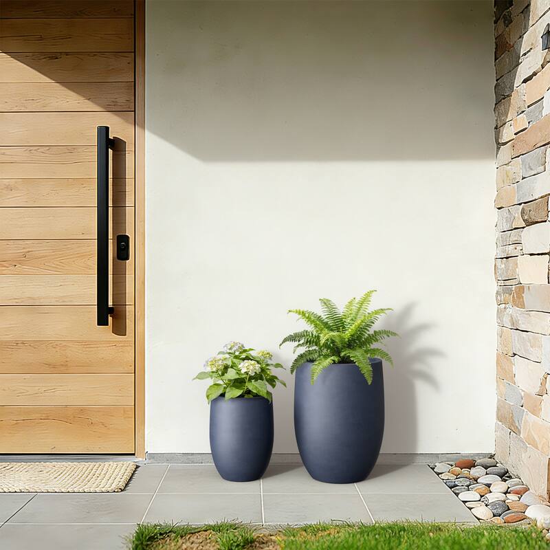 Concrete Tall Round Planter / Pot with Drainage Holes