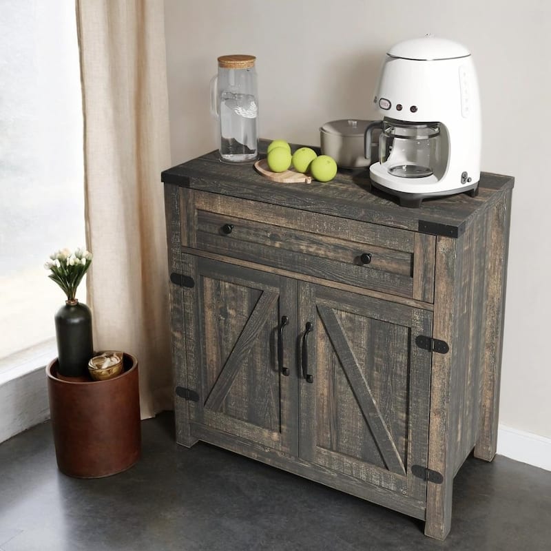 Modern Farmhouse Double Barn Door Accent Cabinet