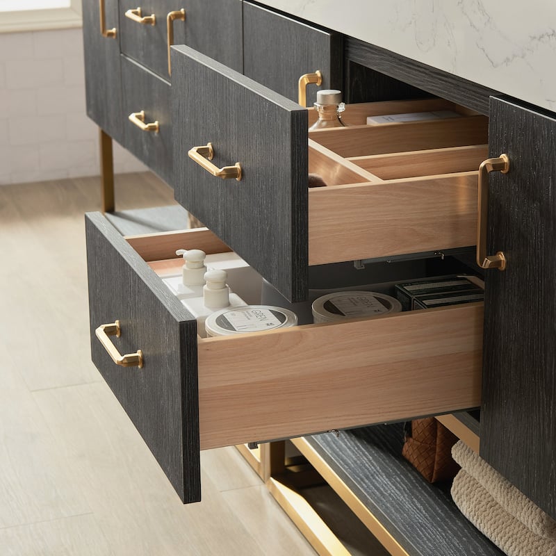 Alistair Bath Vanity with Grain White Stone Top without Mirror