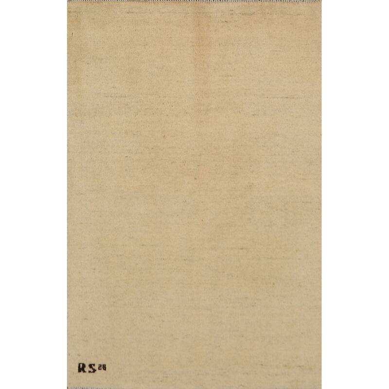 Modern Gabbeh Oriental Foyer Rug Beige Handmade Wool Carpet - 2'7"x 3'11"