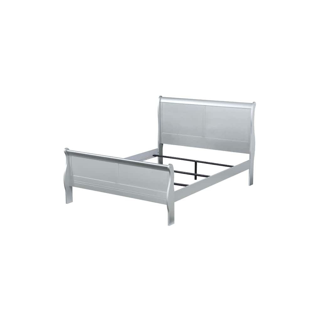 Elegant Platinum Twin Sleigh Bed with Storage Drawer